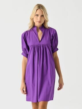 Never A Wallflower High Neck Dress Purple Windowpane Cotton Mini